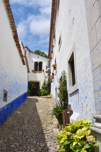 在奥比都斯，葡萄牙的风景如画的小镇的街道