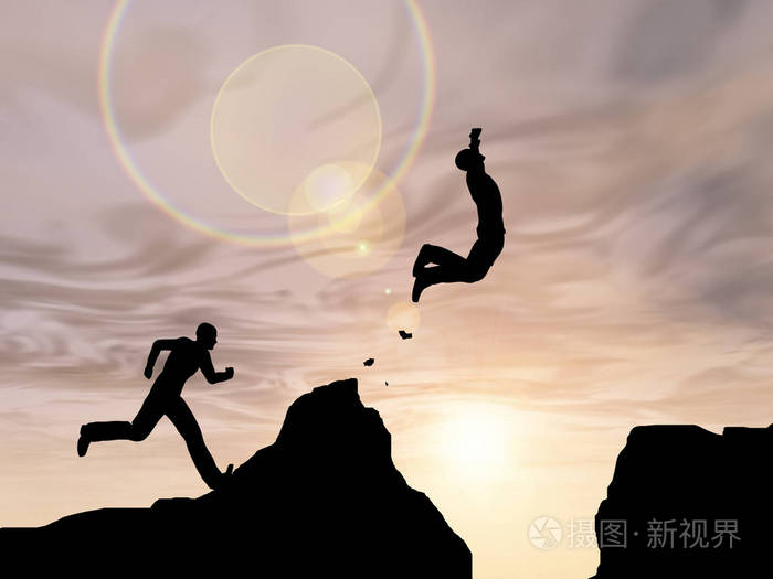 人或商人剪影快乐从跳悬崖