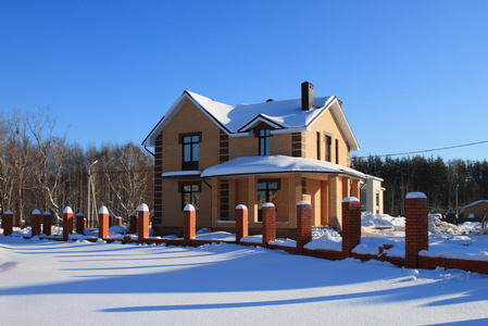 低地国家建设。两层楼砖小屋