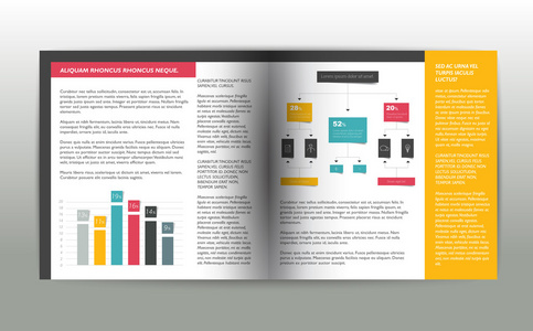 手册页。图表的的杂志布局。Web 模板
