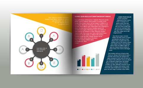 手册页。图表的的杂志布局。Web 模板