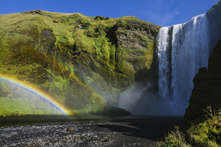 冰岛的强大斯科加瀑布瀑布