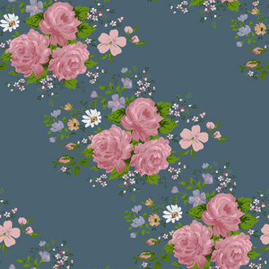 无缝花纹与粉红色的玫瑰花