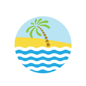 热带棕榈岛与海