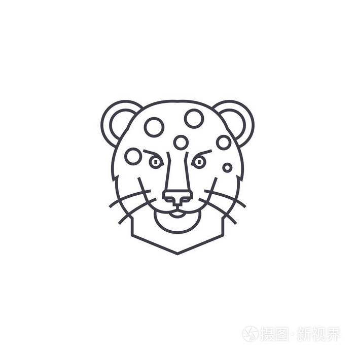 豹子头矢量线图标, 标志, 插图背景,可编辑笔触
