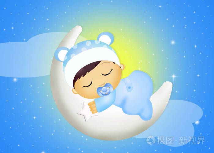 宝宝睡在月亮上