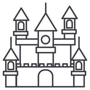 大城堡，德国矢量线图标，标志，背景，可编辑的笔画的插图