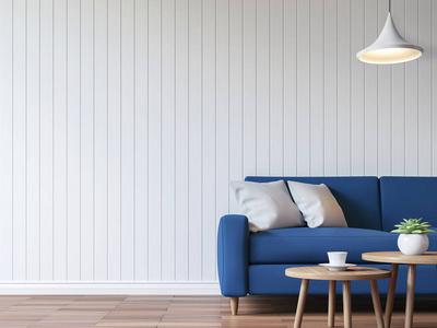 现代白色客厅的复古风格 3d 渲染图像