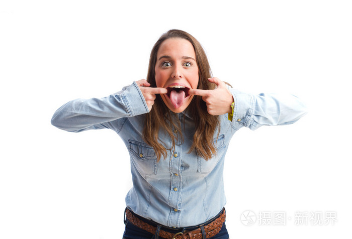 年轻女人嘲讽的手势