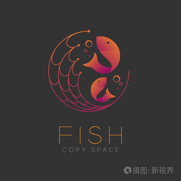 鱼符号图标和渔网, 气泡集