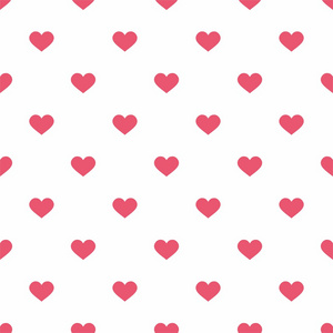平铺可爱矢量模式与白色背景上的粉红色的心