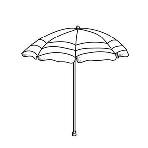 伞在白色背景上的插图。黑色和白色科洛