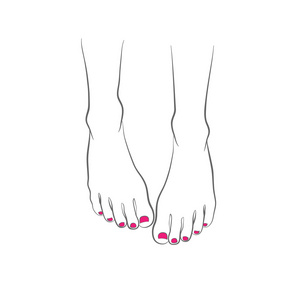 女性的脚与红色指甲 手足病治疗 矢量