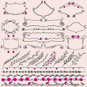 花艺设计元素框架，分频器和线条边框