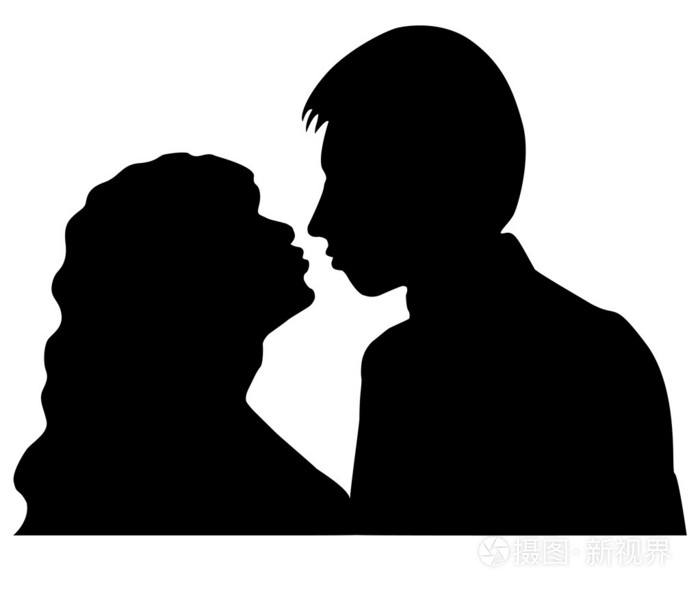 男人和女人 背景上孤立的剪影