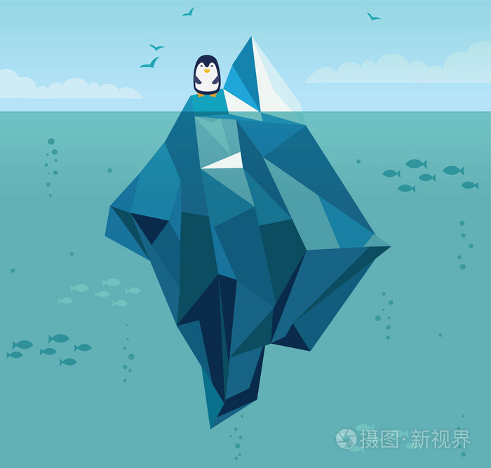 在海洋中的冰山插画-正版商用图片0v5srn-摄图新视界