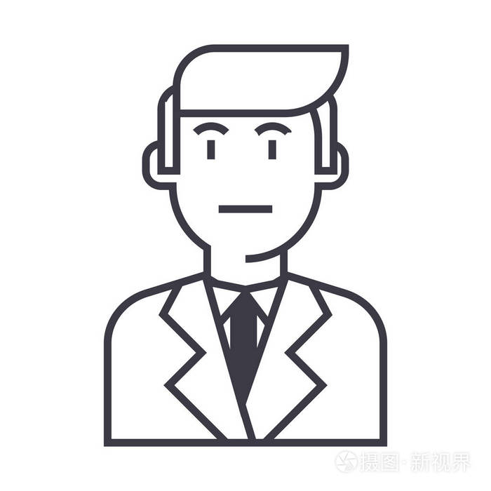 商人在西服矢量线图标标志插图背景可编辑笔触