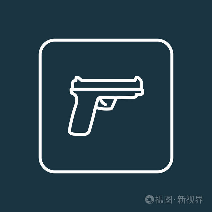 枪的大纲符号.保费质量孤立的武器元素在时尚风格