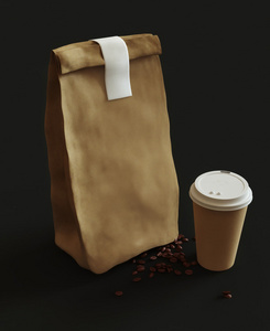纸袋和杯咖啡