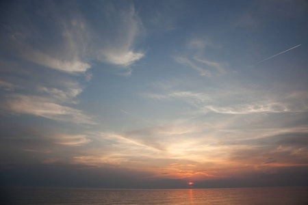 海洋景观场景, 海滩海洋日落风景。禁闭