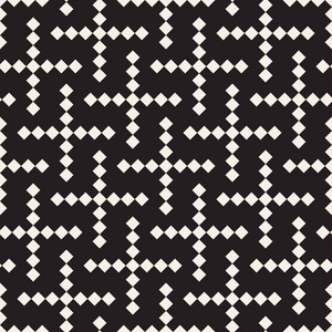 无缝的黑色和白色交叉格子图案。抽象几何拼贴马赛克。时尚背景设计