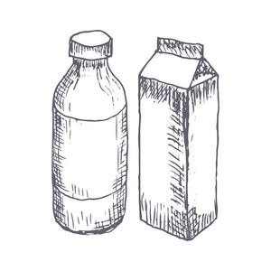 牛奶手绘矢量图图片