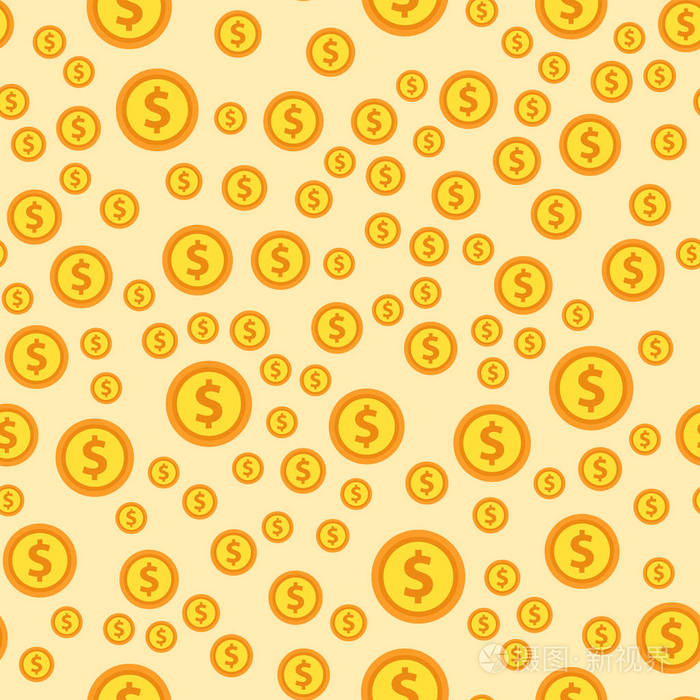 美元货币符号矢量模式银行金融业务无缝钱背景的卡通插图插画-正版