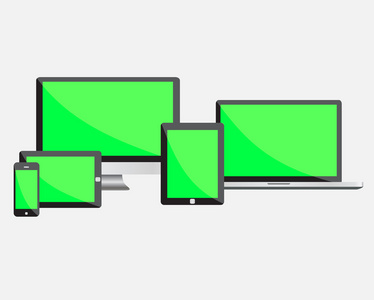 最终的 web 设计电子设备与空绿屏。矢量图 Eps10