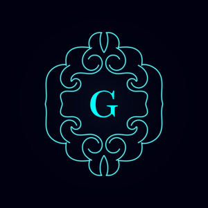 书法会标的花艺设计，复古图案标志字母 g