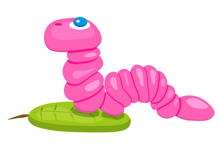 矢量图形与可爱的粉色蠕虫蚯蚓