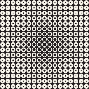 抽象的黑白相间的花纹背景。无缝的几何圈半色调。时尚现代的纹理