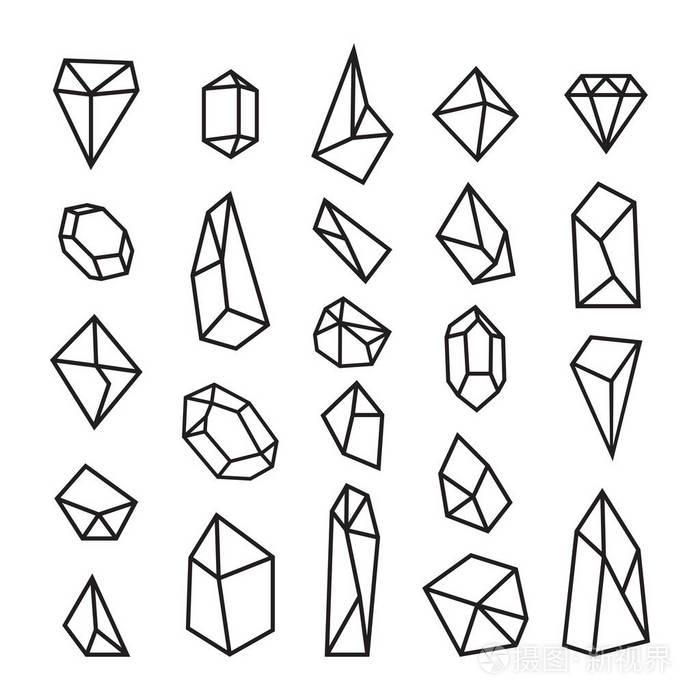 组的几何晶体几何形状时尚的设计元素和标志