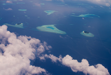 马尔代夫环礁的视图