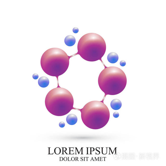标识的3d图标dna和分子矢量模板标识为医学科学技术化学生物技术