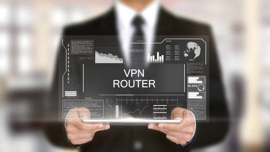 Vpn 路由器，全息图未来派的接口概念，增强虚拟现实