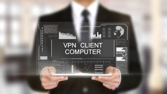 Vpn 客户端计算机，全息图未来派的接口概念，增强虚拟现实