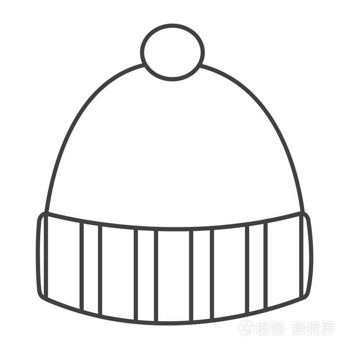 细线冬季帽子图标