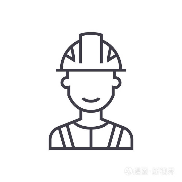 工程师, 行业矢量线图标, 标志, 插图背景,可编辑笔触