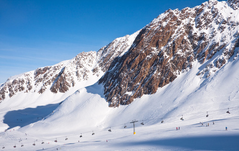 滑雪度假村 obergurgl。奥地利