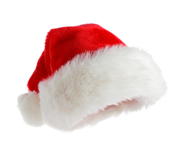 圣诞老人帽子上白色隔离