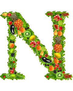 水果和蔬菜的字母 n