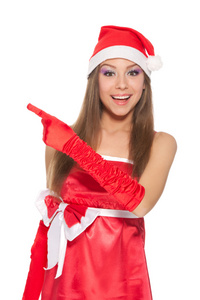 在红色的圣诞帽圣诞女孩