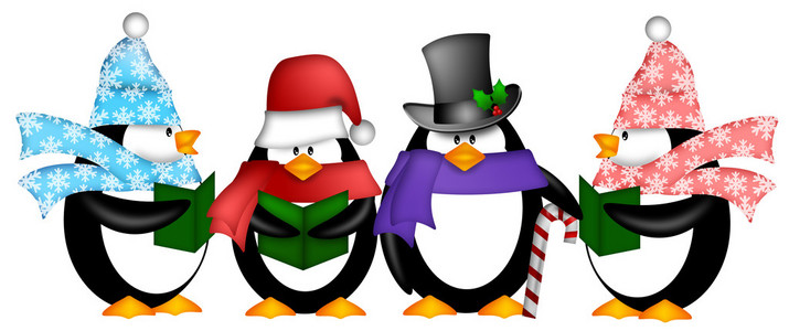 企鹅唱圣诞颂歌卡通剪贴画图片