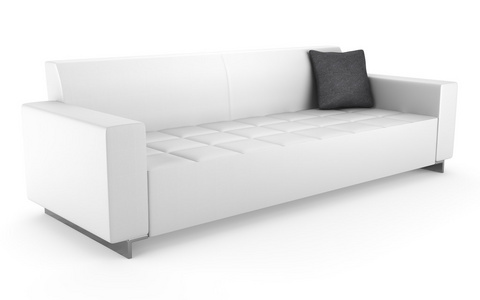 现代皮革沙发上孤立的白色背景