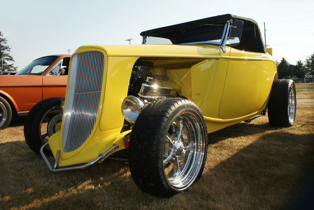 经典车，黄色 1934 hotrod