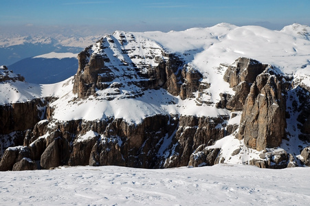 在 dolomities，dolomiti意大利冬季滑雪度假村