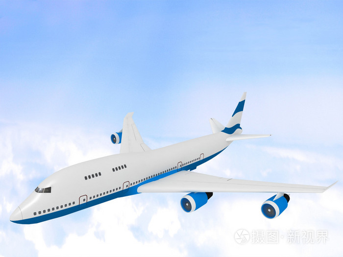 飞机在蓝色的天空照片-正版商用图片0vng3w-摄图新视界