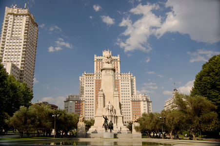 Plaza de Espaa, Madrid, Monument Cervantes. Spain