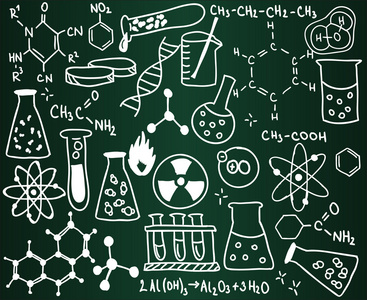 化学图标和学校董事会上公式