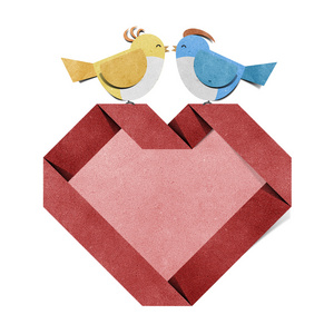 红色的心和鸟回收 papercraft